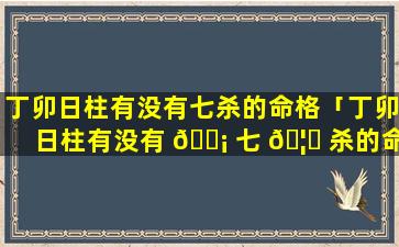 丁卯日柱有没有七杀的命格「丁卯日柱有没有 🐡 七 🦈 杀的命格特征」